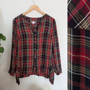 J. Jill | Tartan Plaid Button Front Blouse